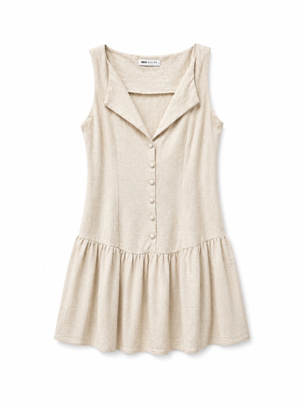 ASOS Beige Sleeveless Mini Dress with Button Front